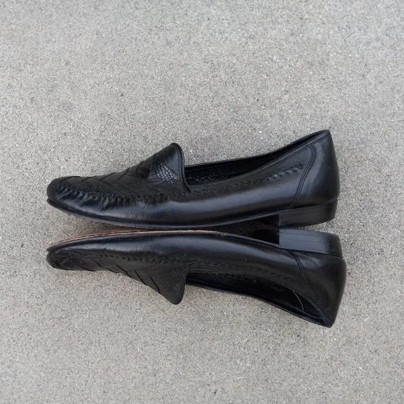 Vintage Leather & Lizard Chevron Loafer/Driving Shoe Size 9